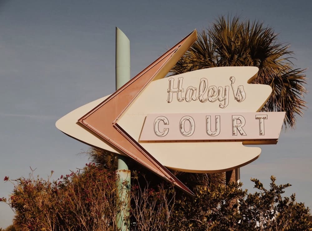 Haley's Court Retro Sign by Del Mundo Imagery — canvas wall art