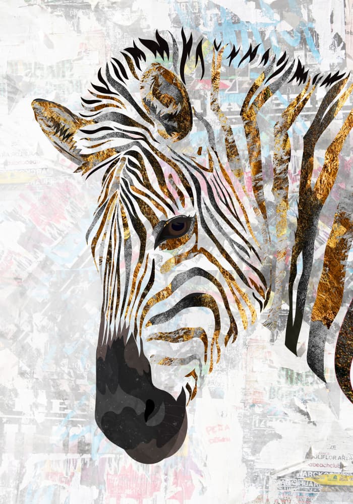 Abstract Golden Zebra by Sarah Manovski — canvas wall art