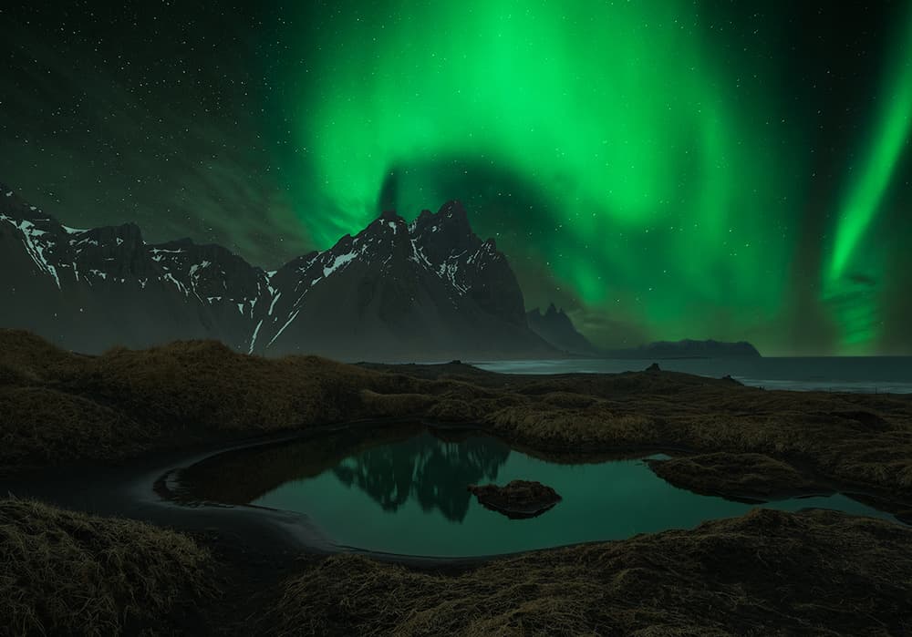 Aurora Mountain Reflection by Jingshu Zhu — canvas wall art
