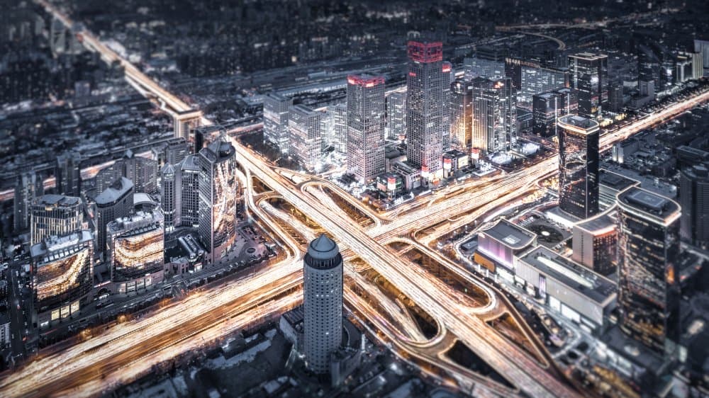 Cityscape Night Lights by Ran Shen — canvas wall art