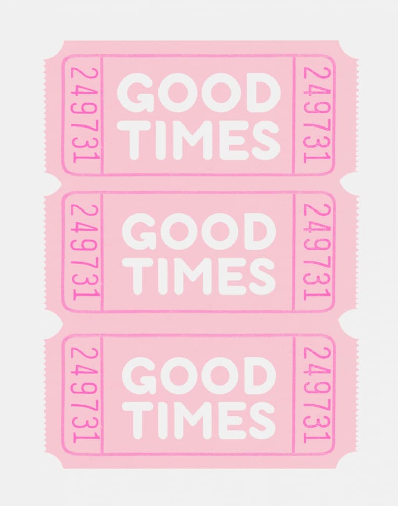 Good Times Pink Tickets by Jolly and Dash — canvas wall art