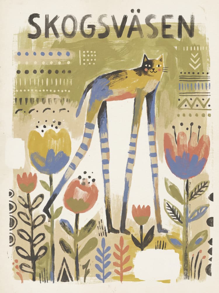 Whimsical Long-Legged Cat by Andreas Magnusson — canvas wall art