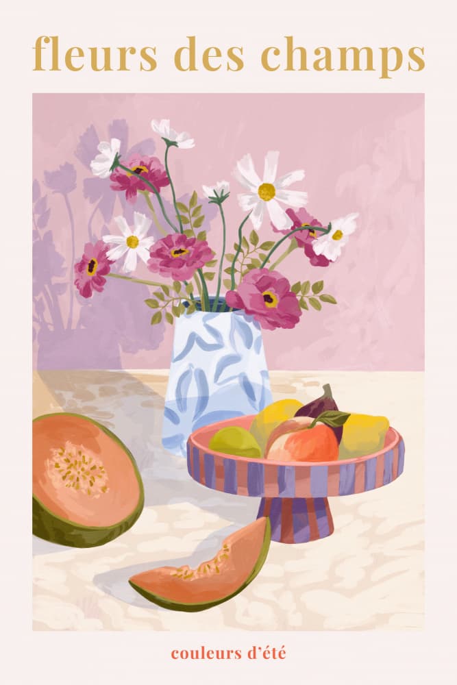 Fleur Des Champs - Pink by Goed Blauw — canvas wall art