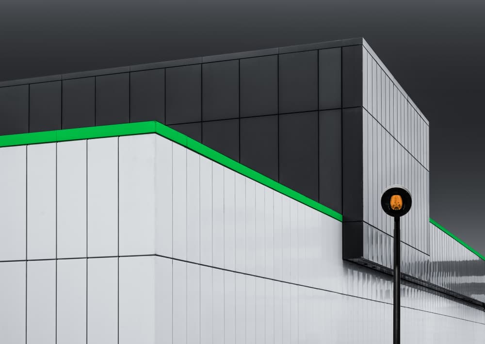 Modern Green Architecture by Roland M Schwerdtfeger — canvas wall art