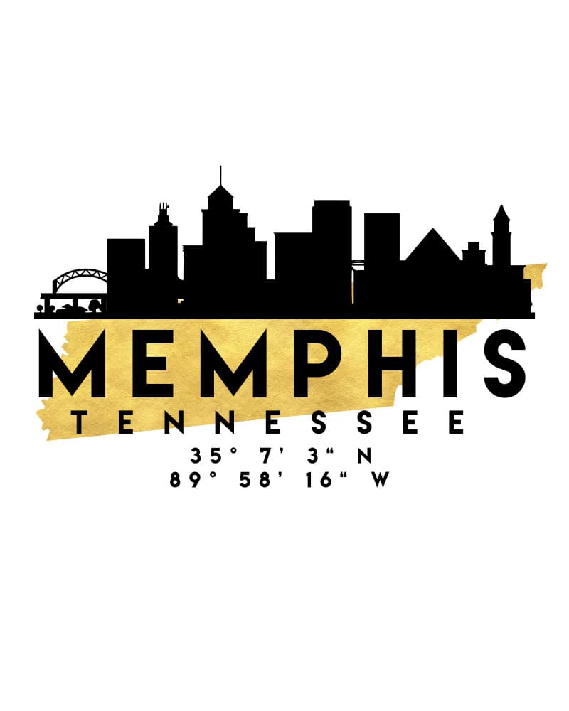 Memphis Gold Skyline by Emiliano Deificus — canvas wall art