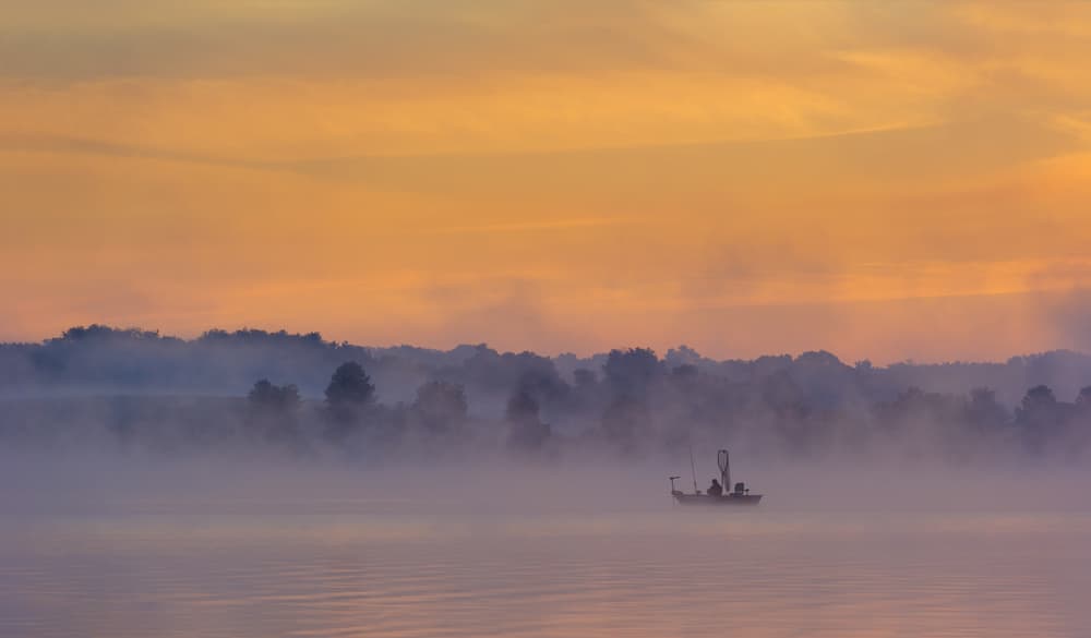 Sunrise Over Misty Lake by 李从军 / Austin Li — canvas wall art