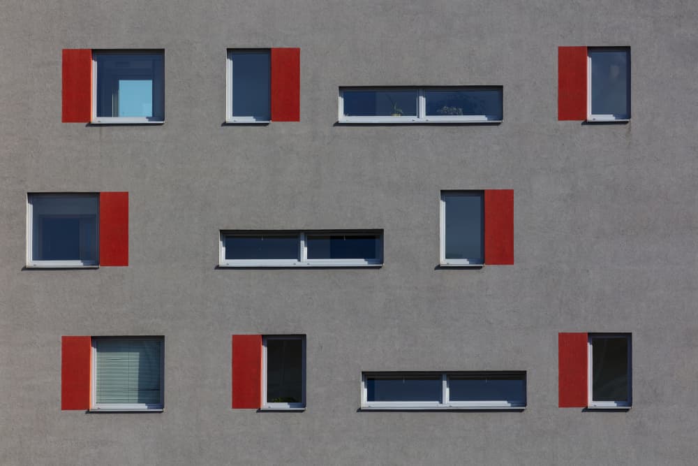 Modern Red Shutters by Peter Hrabinsky — canvas wall art