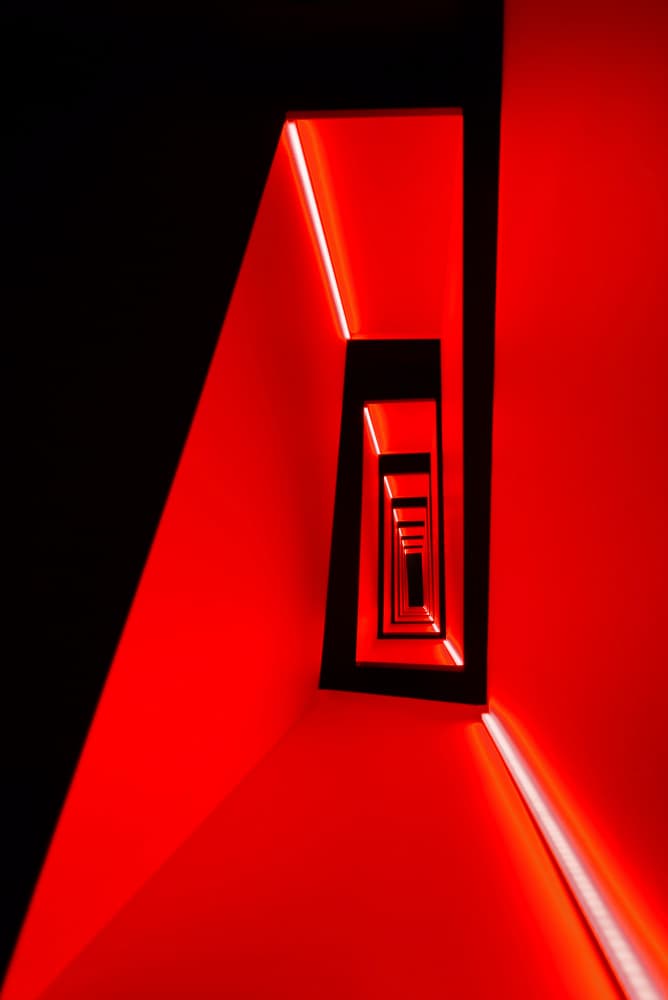 Red Geometric Tunnel by Jorge Pimenta — canvas wall art