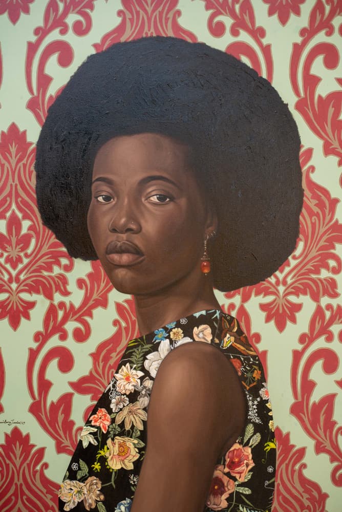 Elegant Afro Floral Portrait by Damilare Jamiu — canvas wall art