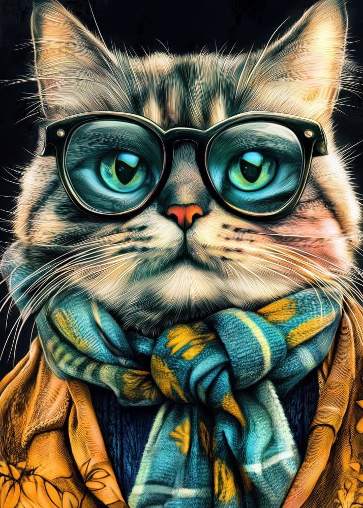 Dapper Cat With Glasses by Justyna Jaszke — canvas wall art