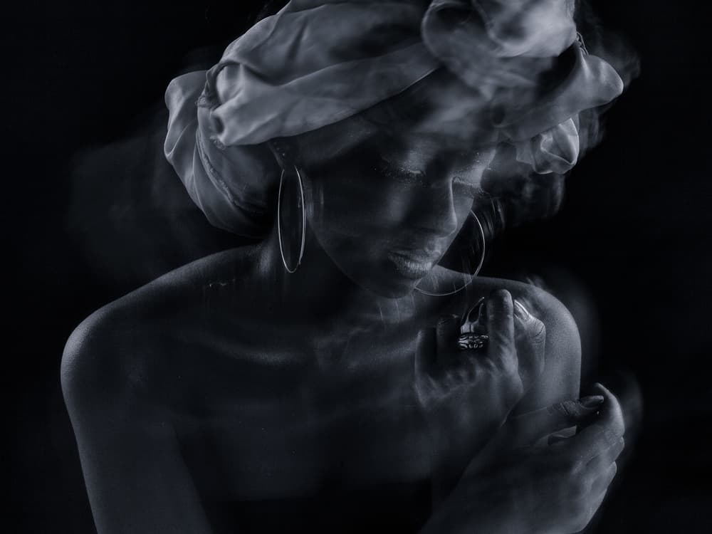 Soulful Monochrome Portrait by Amnon Eichelberg — canvas wall art