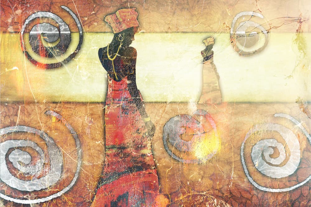 Golden African Figures by Rafal Kulik — canvas wall art