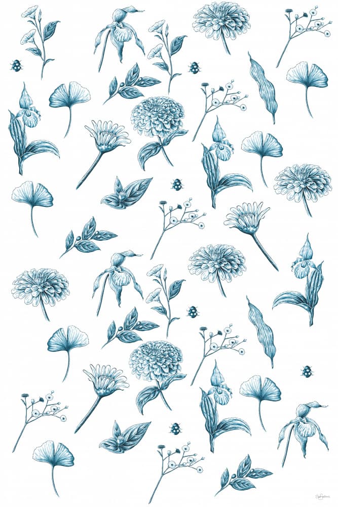 Elegant Blue Botanicals by Sue Skellern — canvas wall art