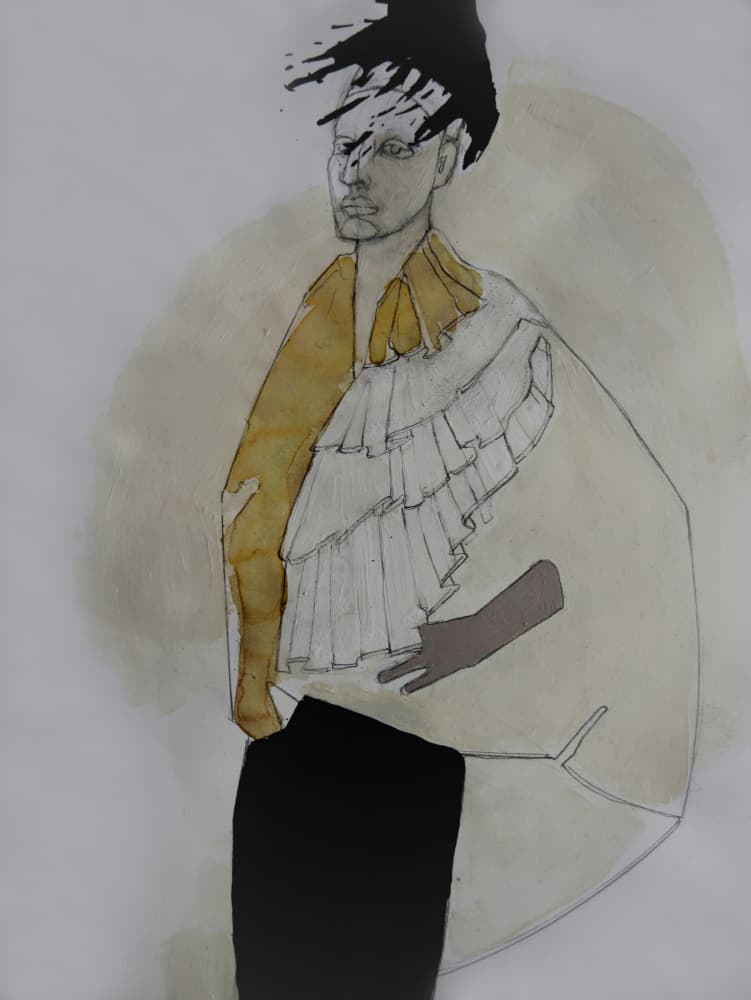Chic Ruffled Figure by Doris Schmitz — canvas wall art