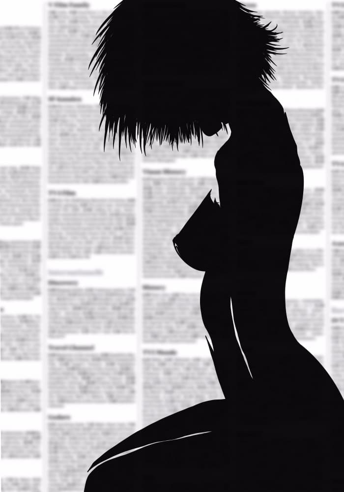 Pensive Woman Silhouette by Tomas Härstedt — canvas wall art