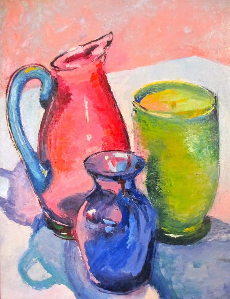 Colorful Glass Still Life by Maxine Shore — canvas wall art