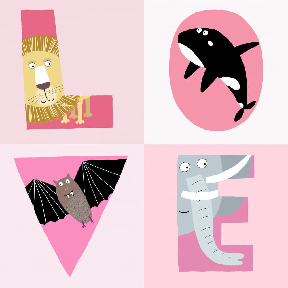 Animals Spell Love by Carla Daly — canvas wall art