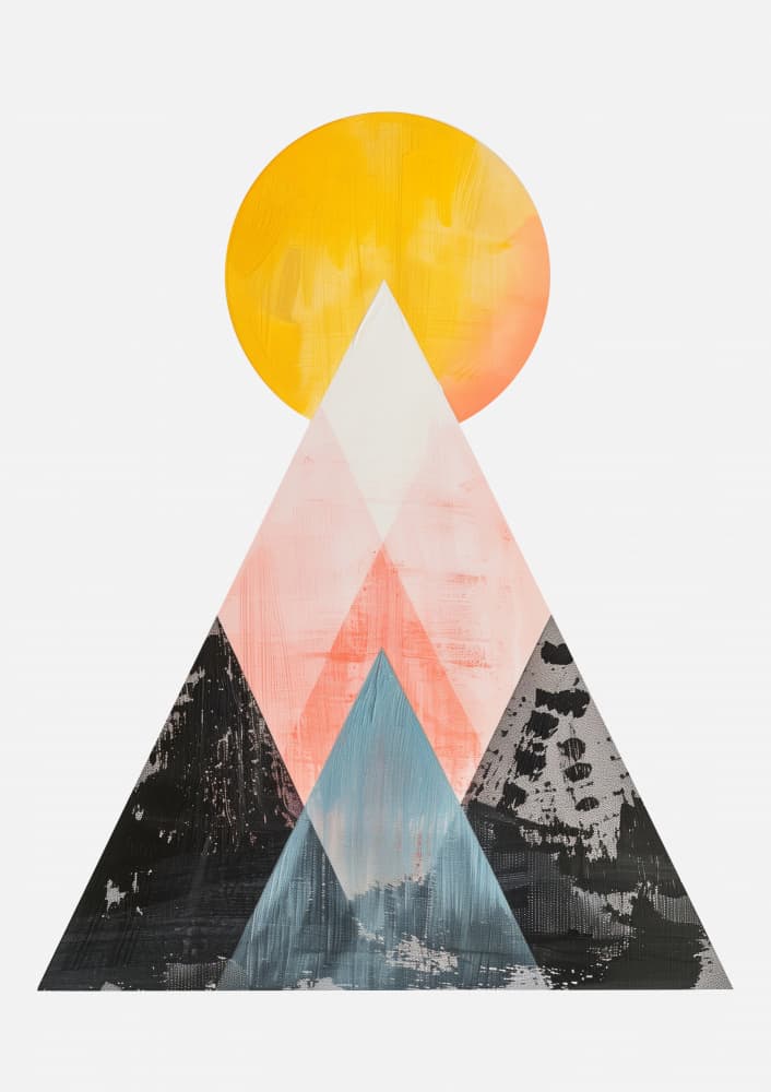 Geometric Mountain Sunrise by SHANDU — canvas wall art