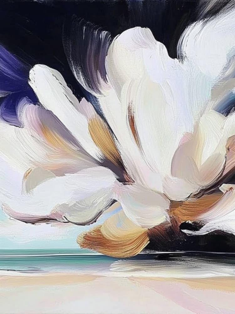 White Abstract Bloom by Avanesova Elena — canvas wall art