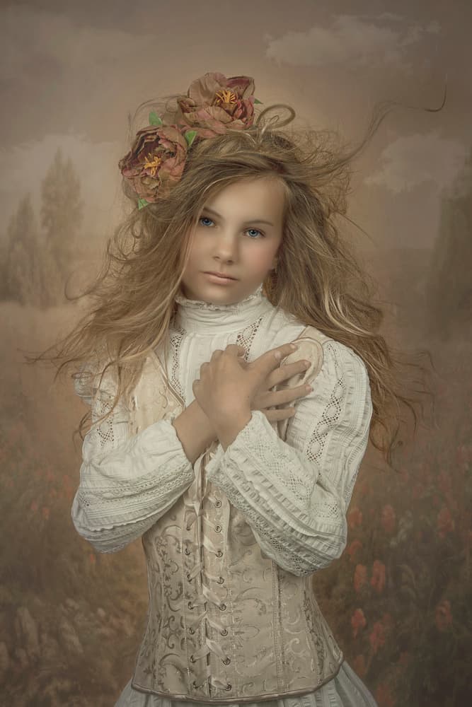 Dreamy Girl Flower Crown by Carola Kayen-Mouthaan — canvas wall art