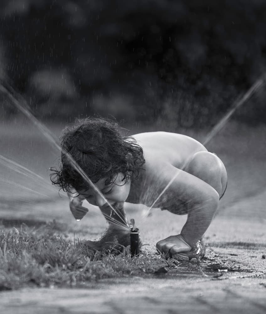 Summer Sprinkler Joy by Catherine Wang — canvas wall art