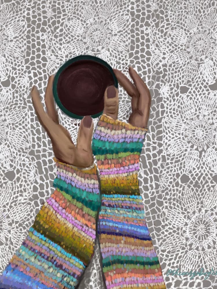 Colorful Cozy Hands by Osheensgallery — canvas wall art