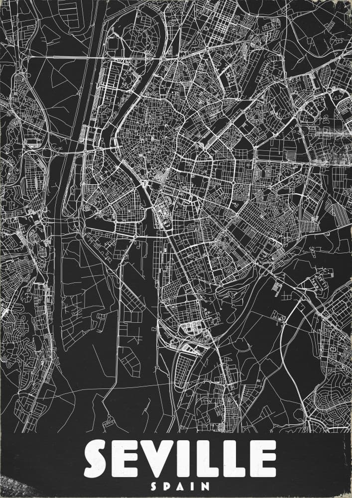 Seville Spain City Map by Nicholas — canvas wall art