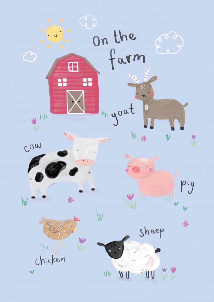 On The Farm Animals by Laura Pantony — canvas wall art