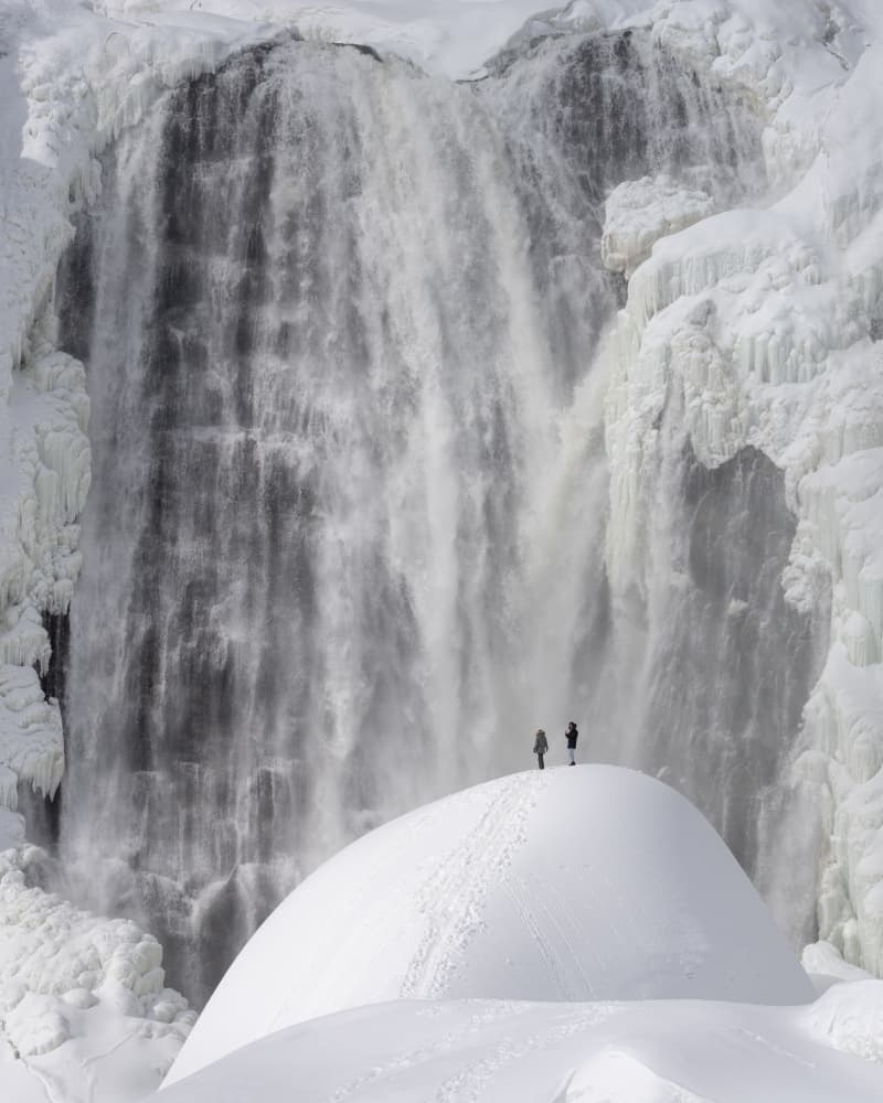 Majestic Winter Falls by Miroslaw Prybinski — canvas wall art