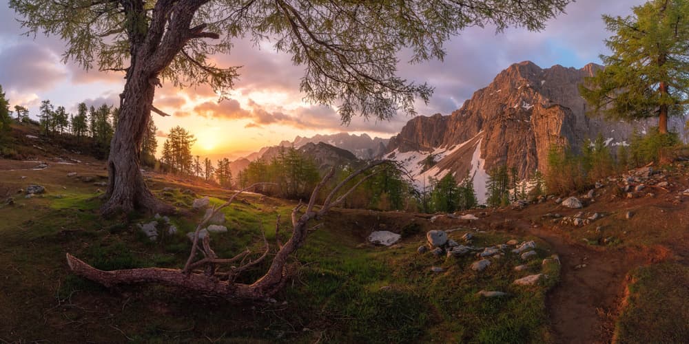 Majestic Mountain Sunset by Ales Krivec — canvas wall art