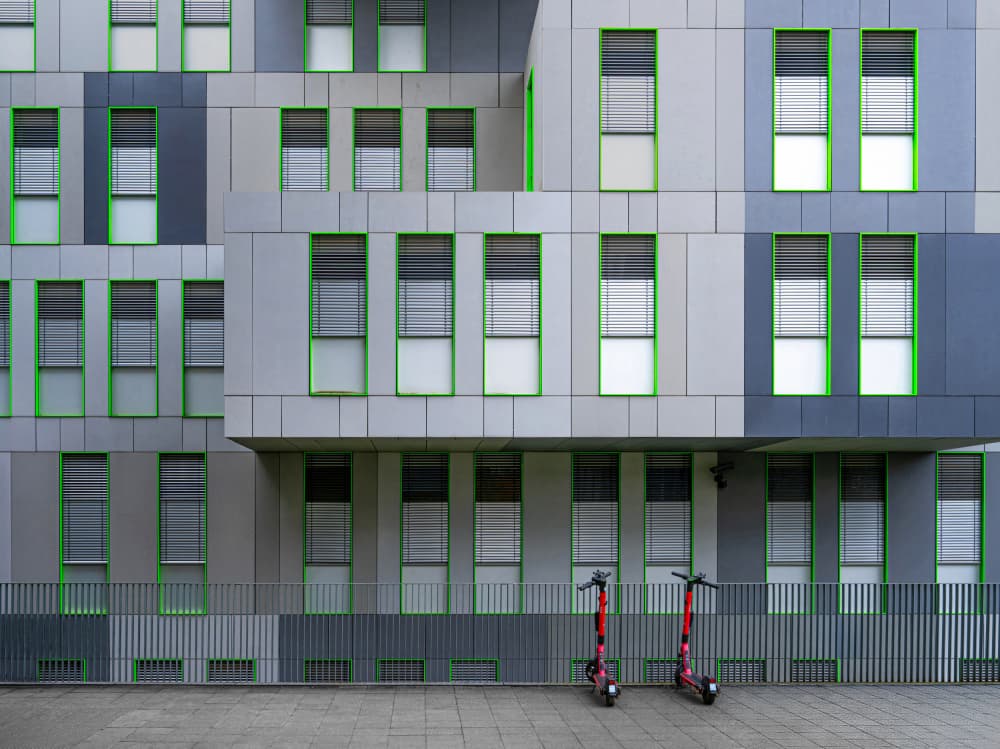 Geometric Urban Facade by Roland M Schwerdtfeger — canvas wall art