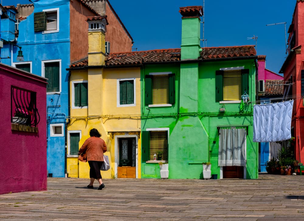 Vibrant Burano Street by Tommaso Pessotto — canvas wall art