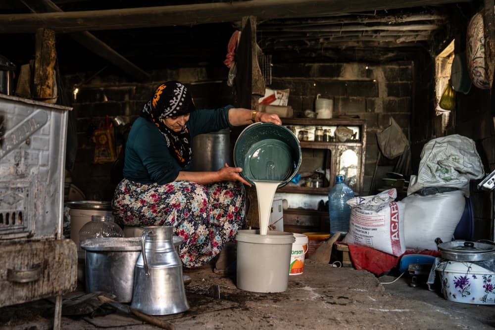 Village Woman Pouring Milk by Corinne Spector — canvas wall art
