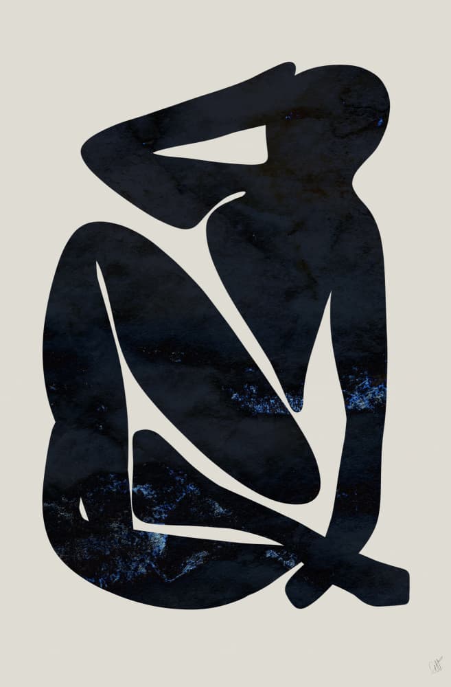 Abstract Blue Silhouette by Anne-Marie Volfova — canvas wall art