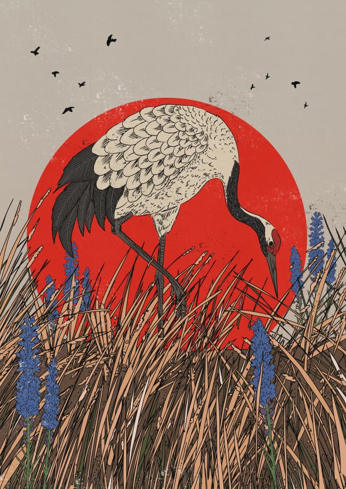 Red-Crowned Crane Serenity by Nicholas — canvas wall art