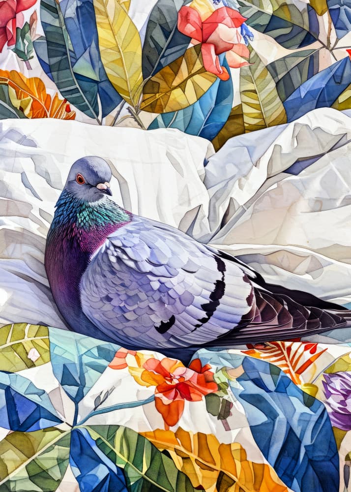 Cozy Pigeon Tropical Bed by Justyna Jaszke — canvas wall art