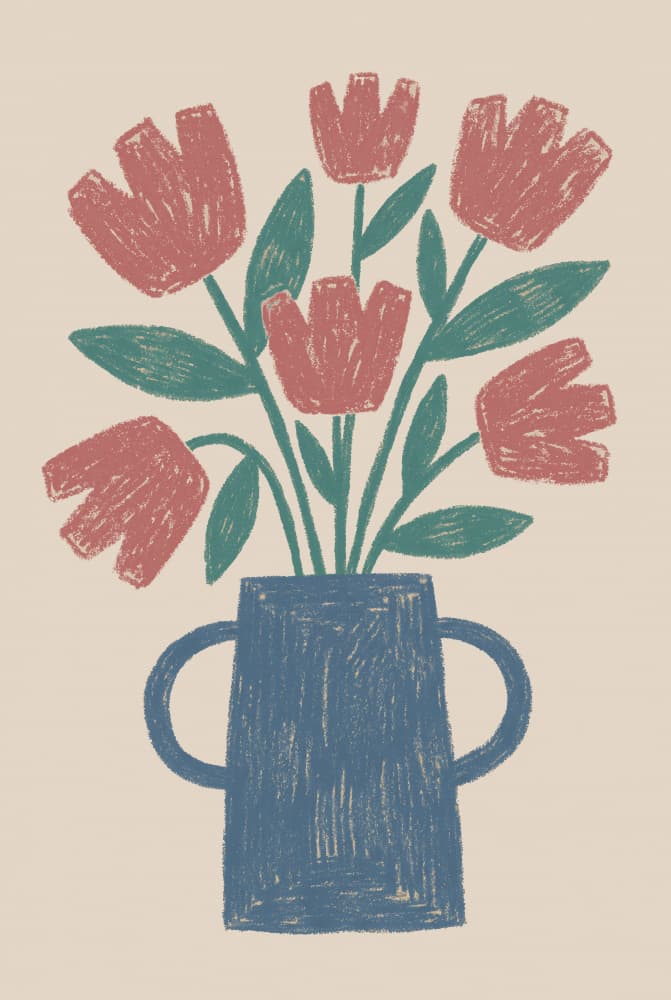 Rustic Tulips in Vase by Melloi Art Prints — canvas wall art