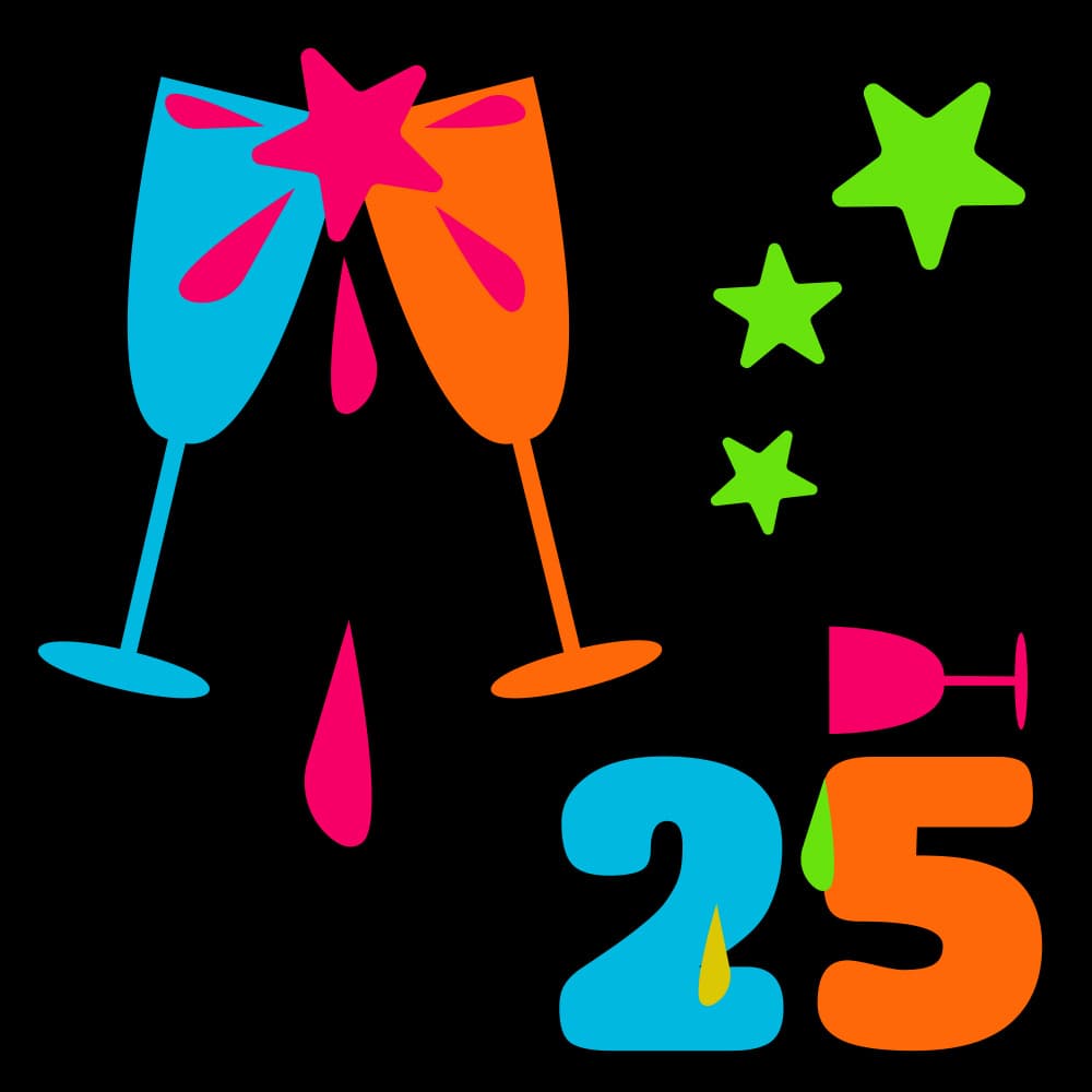 Vibrant Twenty Five Celebration by Marika Barsrsind β canvas wall art