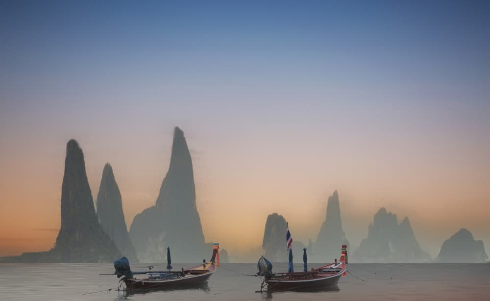 Longtail Boats Serene Morning by Clas Gustafson PRO — canvas wall art