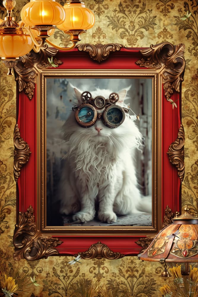 Steampunk Cat Portrait by Sue Skellern — canvas wall art