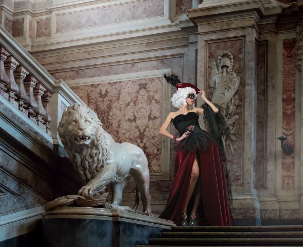 Mysterious Masquerade Staircase by DDiArte — canvas wall art