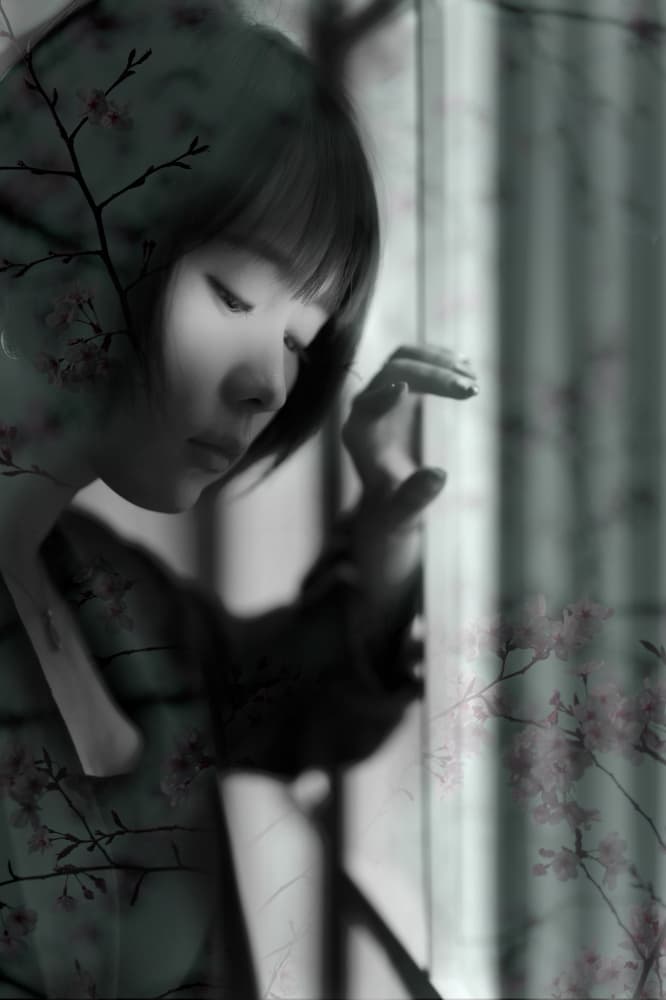 Pensive Sakura Dream by moucorn — canvas wall art