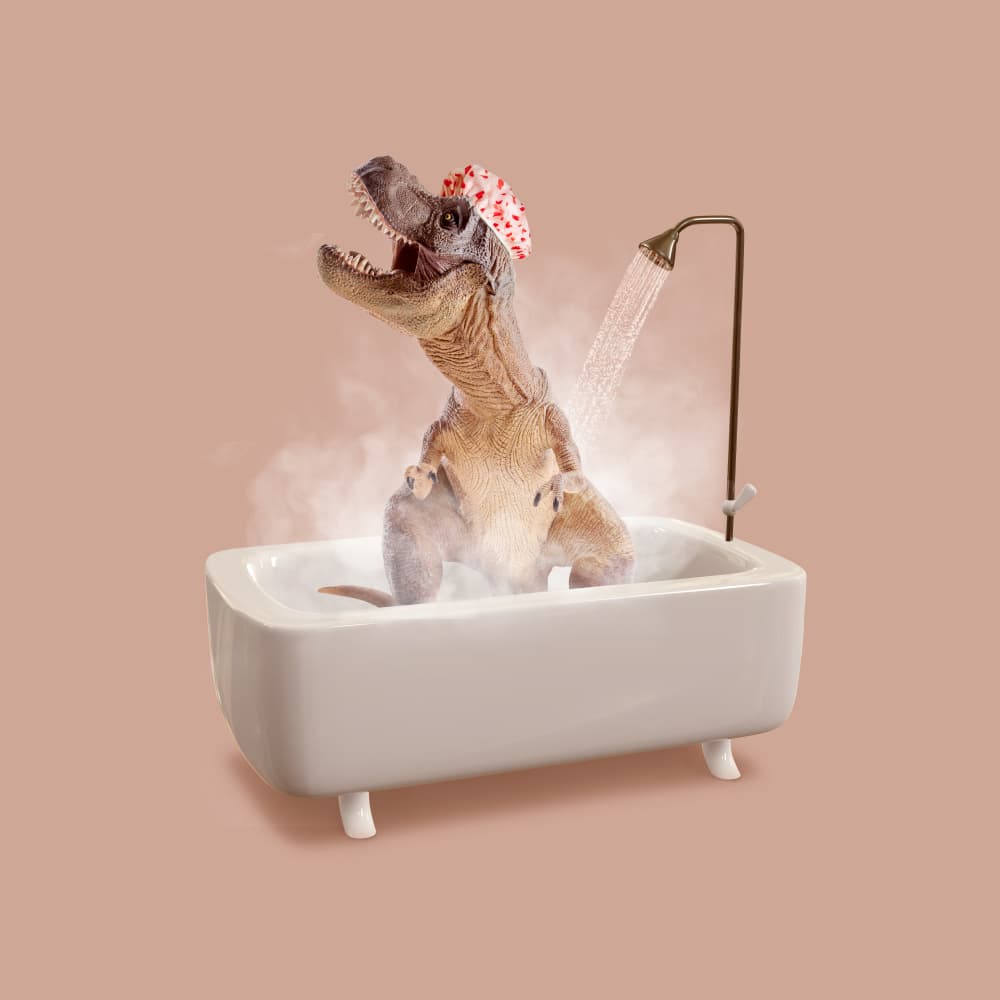Dinosaur Bath Time by Artem Pozdniakov — canvas wall art