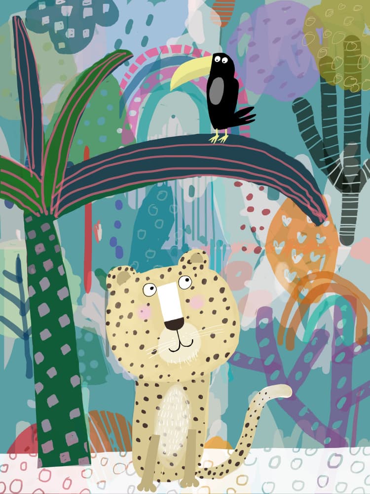 Colorful Jungle Friends by Carla Daly — canvas wall art