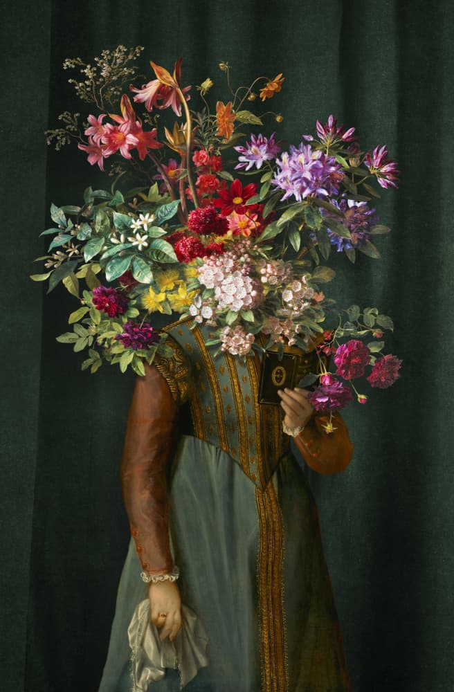 Baroque Floral Portrait by Marja van den Hurk — canvas wall art