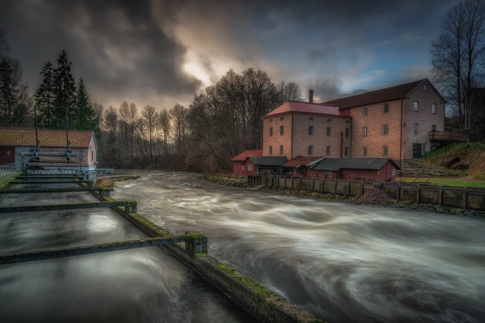 Dramatic River Mill by Benny Pettersson — canvas wall art
