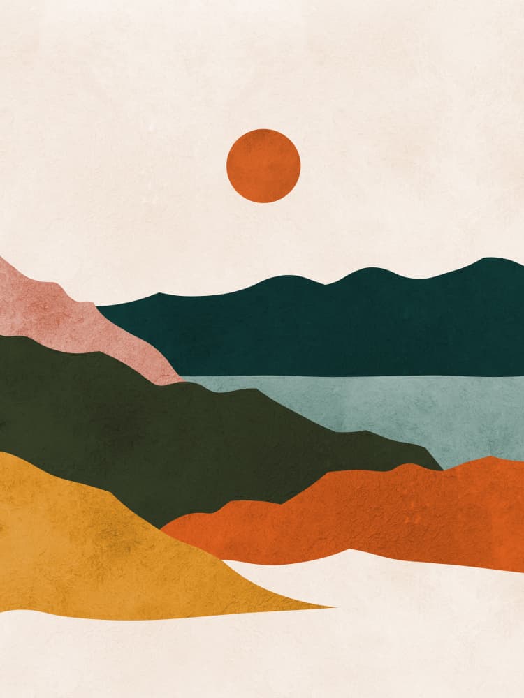 Minimalist Mountain Sunset by Vitor Costa — canvas wall art