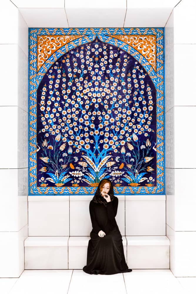 Woman by Blue Mosaic by Ruslan Bolgov — canvas wall art