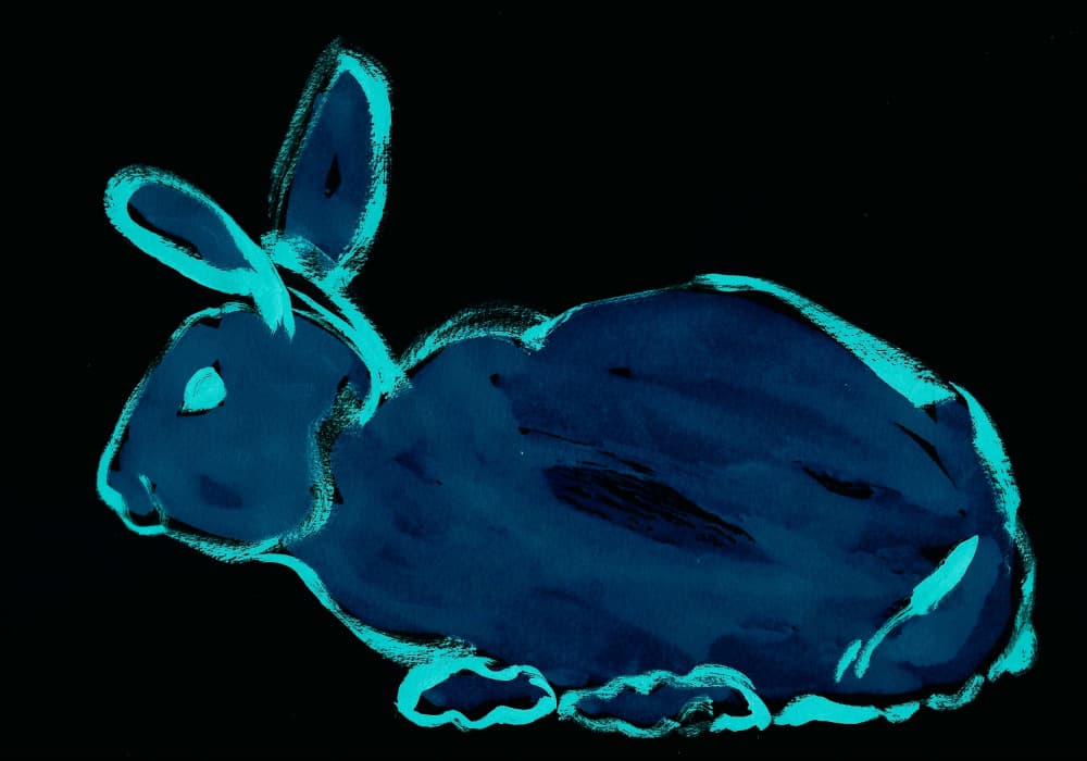 Glowing Teal Bunny by Santhosh ch — canvas wall art