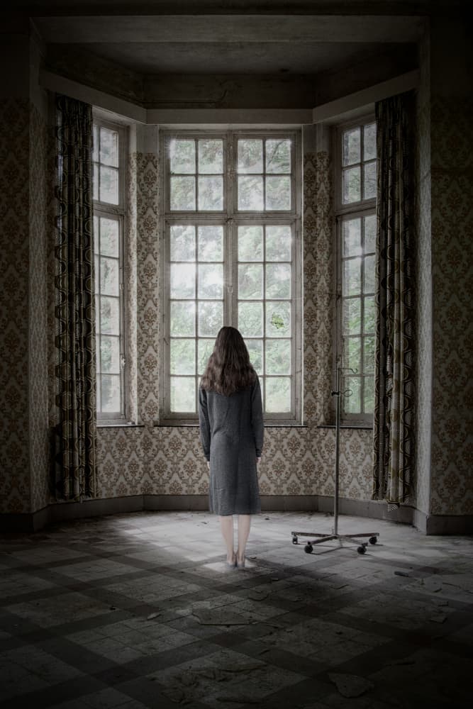 Mysterious Room Woman by Mirjam Delrue — canvas wall art